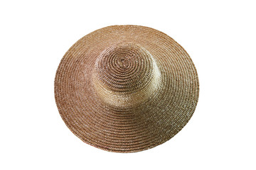 Fototapeta na wymiar Beautiful weave hat, Straw hat isolated on white with clipping path