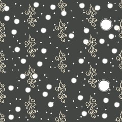 Seamless hand drawn berries in brush on blue background