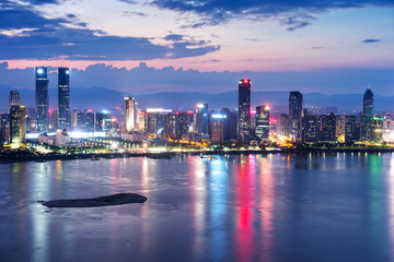 Shanghai, China city skyline on the Huangpu River