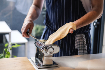 Chef cooking fresh home made pasta