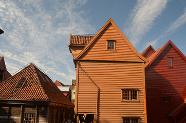 View of historical buildings of Bergen, Norway.