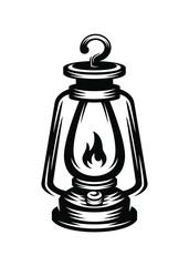 lantern with a retro engraved style. - vector