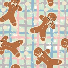 Gingerbread cookie seamless background. Creative Design.