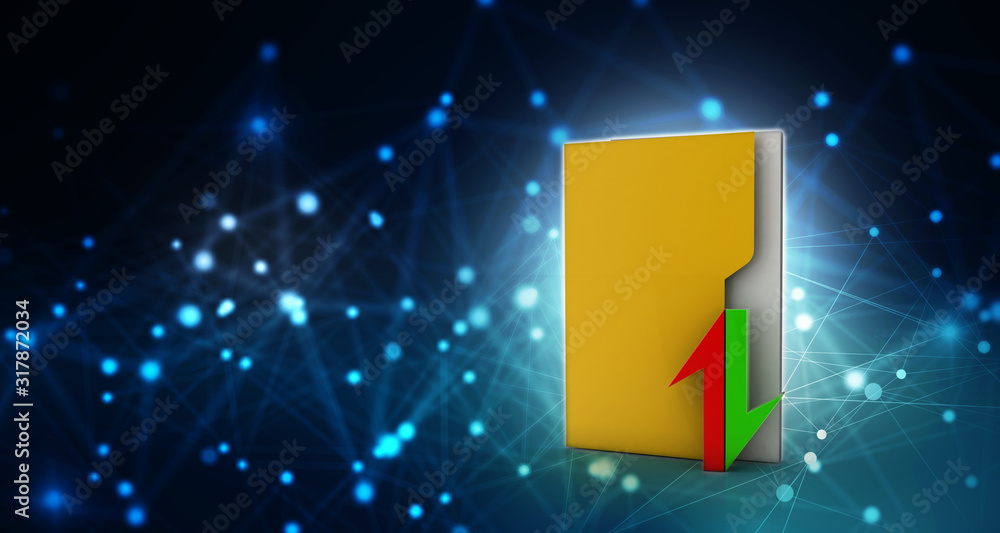 Poster 3d rendering folder with documents
