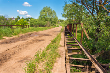 An abandoned old bridge in the countryside