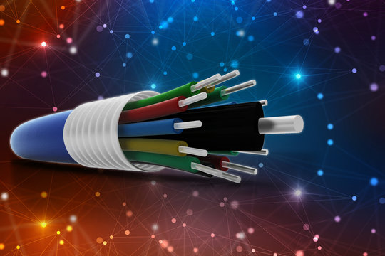 3d rendering Fiber optical cable detail