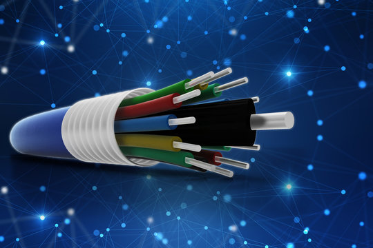 3d rendering Fiber optical cable detail