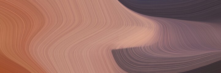 artistic designed horizontal banner with rosy brown, old mauve and dim gray colors. dynamic curved lines with fluid flowing waves and curves