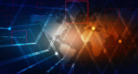 2d illustration abstract digital binary data on computer screen