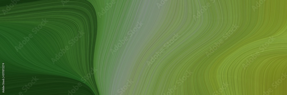 Wall mural decorative header with olive drab, very dark green and dark olive green colors. dynamic curved lines