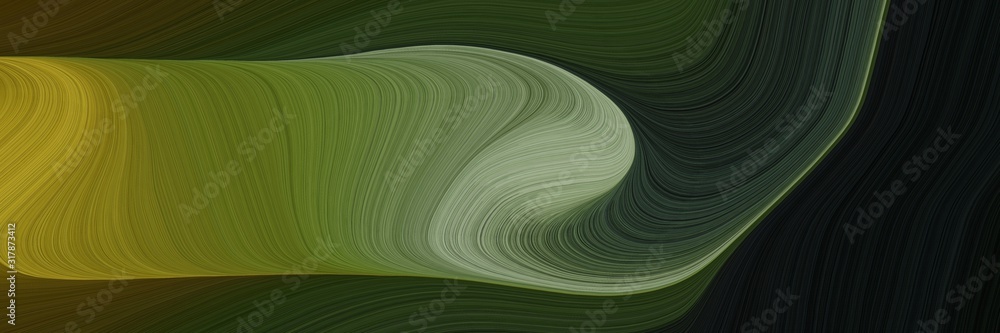 Poster moving header with very dark green, pastel brown and dark olive green colors. dynamic curved lines w