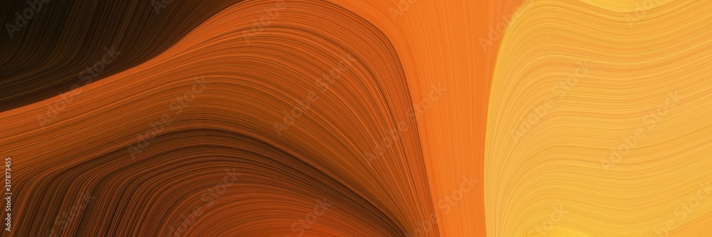 Poster colorful horizontal banner with saddle brown, very dark red and pastel orange colors. dynamic curved