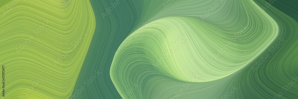 Poster artistic banner design with moderate green, dark slate gray and tea green colors. dynamic curved lin