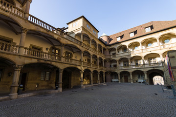 Fototapeta na wymiar Inner courtyard of the Old Castle (10th century). Stuttgart, Baden-Wuerttemberg. Germany.