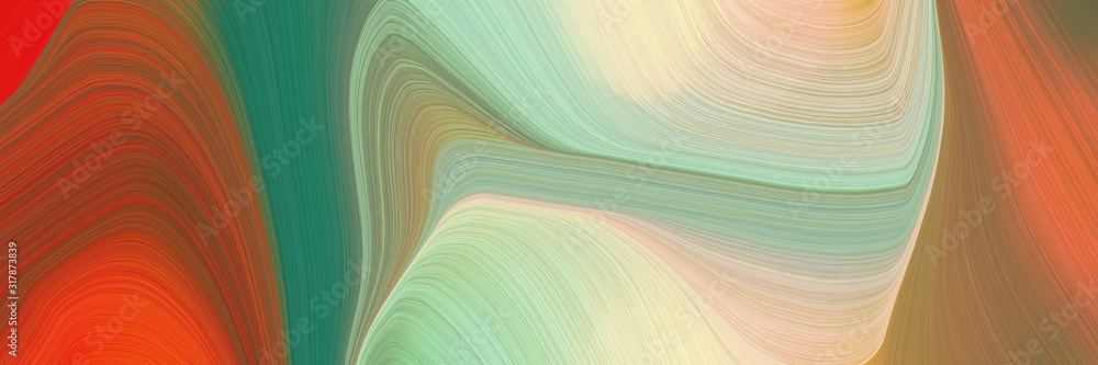 Leinwandbilder surreal designed horizontal header with ash gray, firebrick and sienna colors. dynamic curved lines with fluid flowing waves and curves