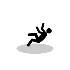 Follow the symbol with the figure of a falling person. Wet floor, slippery. Icy condition.