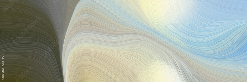 Poster artistic header design with pastel gray, dark olive green and gray gray colors. dynamic curved lines