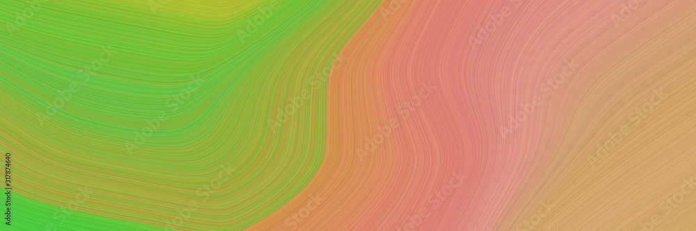 Aufkleber artistic designed horizontal header with dark salmon, moderate green and yellow green colors. dynamic curved lines with fluid flowing waves and curves
