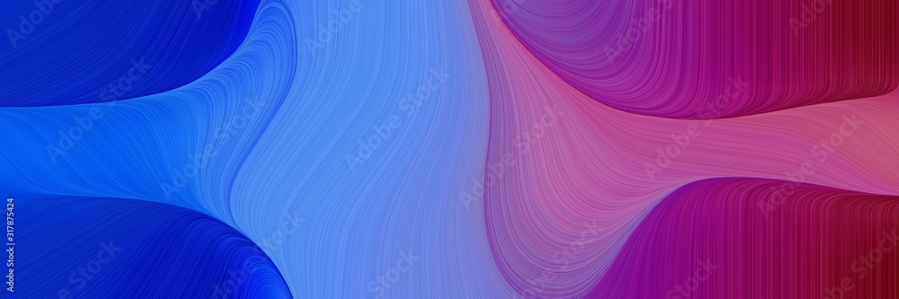 Poster surreal banner with royal blue, mulberry and dark pink colors. dynamic curved lines with fluid flowi