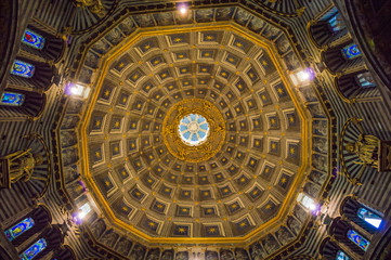 Siena, Italy - CIRCA 2013: The pattern inside Siena Cathedral dome, in Siena, Italy.