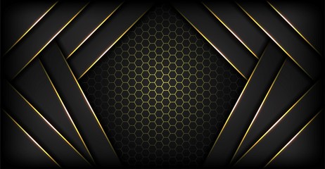 dark luxury technology background with golden line