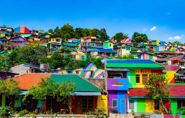 Semarang, Indonesia - 27th May 2017: Colorful houses in Kalisari Rainbow Village (Kampung Pelangi...