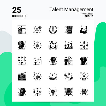 25 Talent Management Icon Set. 100% Editable EPS 10 Files. Business Logo Concept Ideas Solid Glyph Icon Design