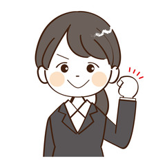 女性、スーツ、応援