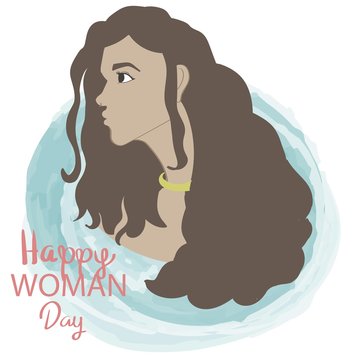 Vector illustration Beautiful Woman Pose Happy Woman Day Theme Cute Cartoon