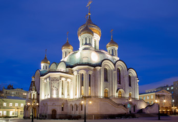 Fototapeta na wymiar Moscow, Russia, Sretensky monastery. Church Of The Resurrection. This is a monastery of the Russian Orthodox Church. It was founded in 1397 in memory of the deliverance of Moscow from the invasion of 