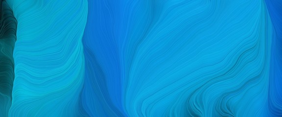 artistic banner design with dodger blue, very dark blue and strong blue colors. very dynamic curved lines with fluid flowing waves and curves