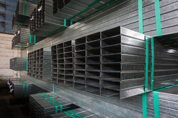 high quality Galvanized steel pipe or Aluminum and chrome stainless pipes in stack waiting for...