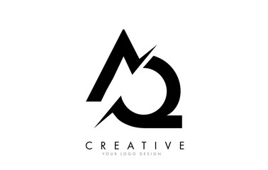 AQ A Q Letter Logo Design with a Creative Cut.