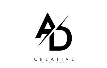 AD A D Letter Logo Design with a Creative Cut.