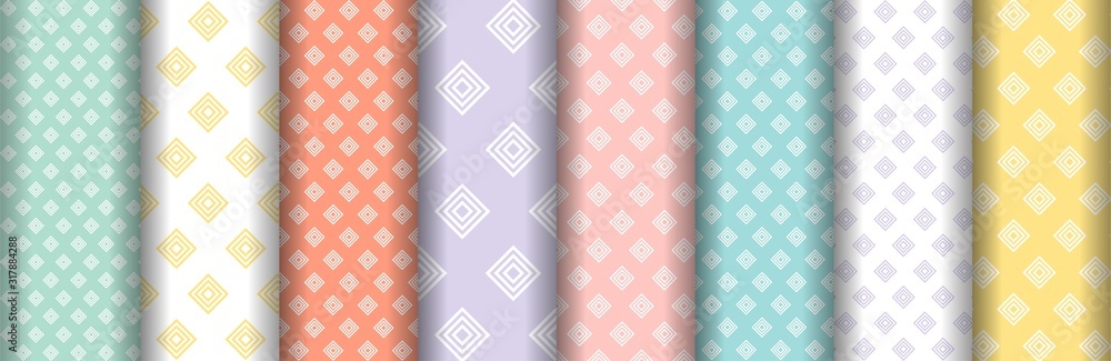Poster colorful square seamless patterns set vector set