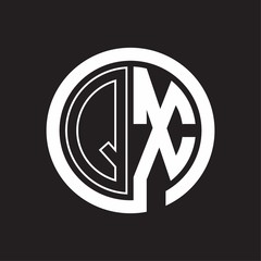 QX Logo with circle rounded negative space design template