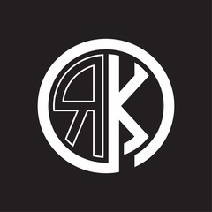 RK Logo with circle rounded negative space design template