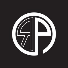 RP Logo with circle rounded negative space design template