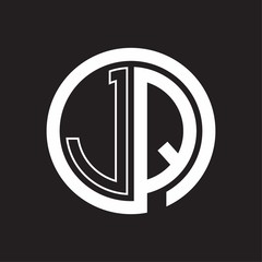 JQ Logo with circle rounded negative space design template