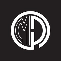 MD Logo with circle rounded negative space design template