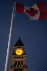 Clock Tower with Canadian flag