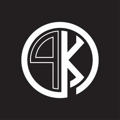 PK Logo with circle rounded negative space design template