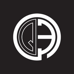 QE Logo with circle rounded negative space design template