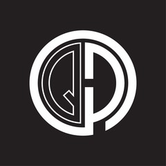 QD Logo with circle rounded negative space design template