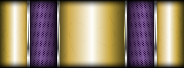 abstract metal with purple and gold shape background