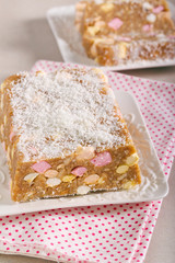 New Zealand lolly bar cake, sliced
