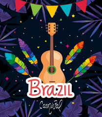 poster of brazil carnival with guitar and decoration