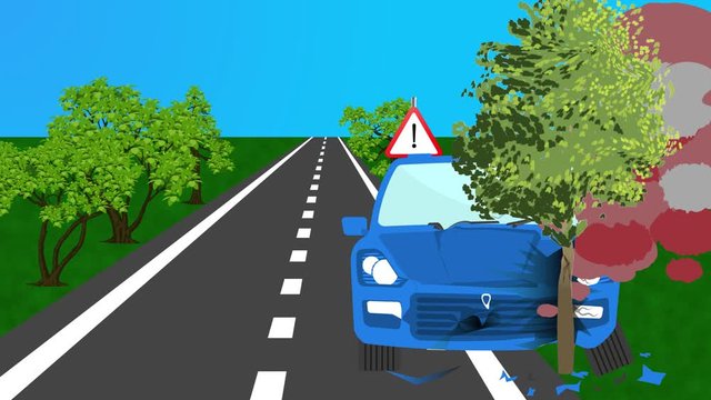 Car Crash in Forest vector 4k