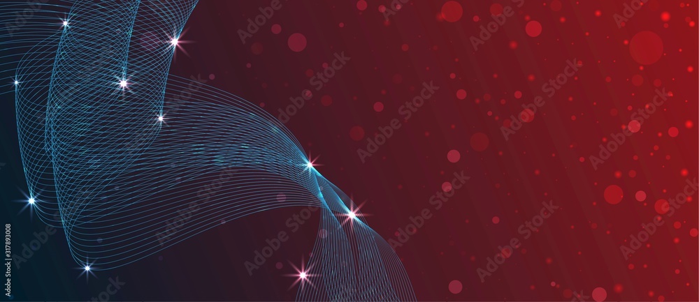 Poster abstract curve background with bokeh light