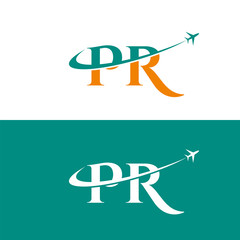 Letter PR Air Travel Logo Design Template